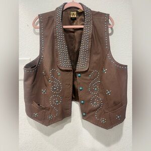 Brown Embellished Women's Vest